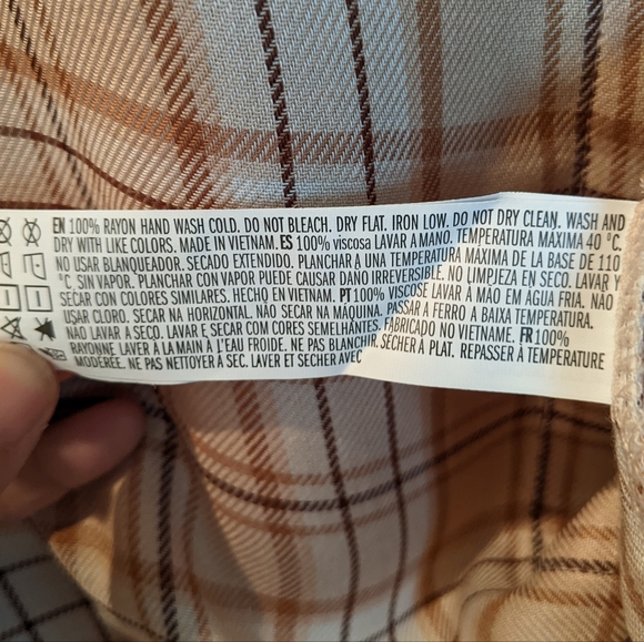 NWOT Relaxed Flannel Long sleeve, Neutral Fall Tones, Sz S - Picture 4 of 5